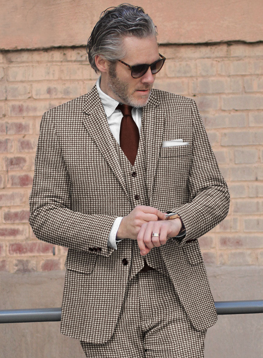 Houndstooth Brown Tweed Jacket - StudioSuits