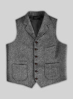 Harris Tweed Gray Herringbone Hunting Vest - StudioSuits