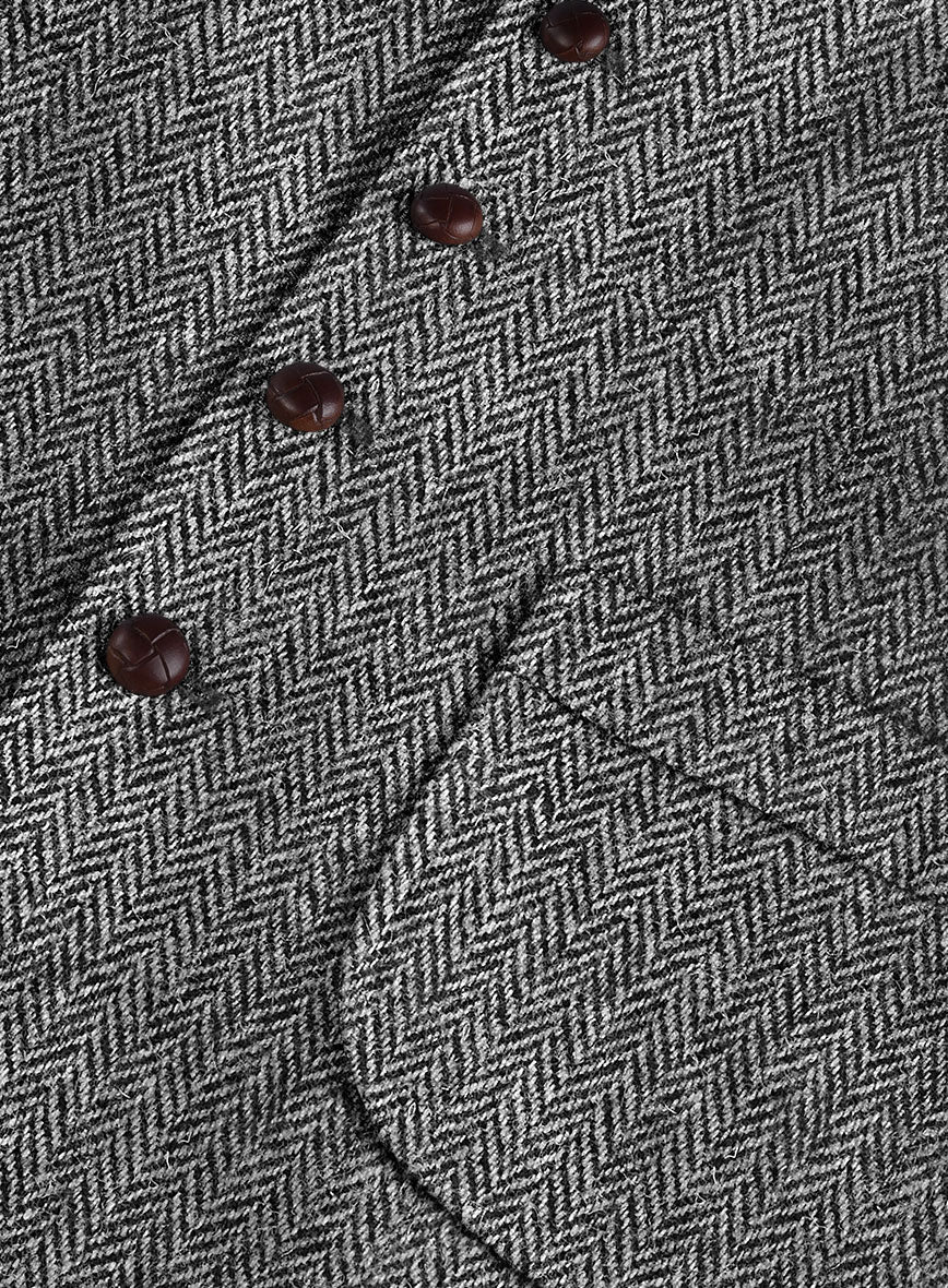 Harris Tweed Gray Herringbone Hunting Vest - StudioSuits