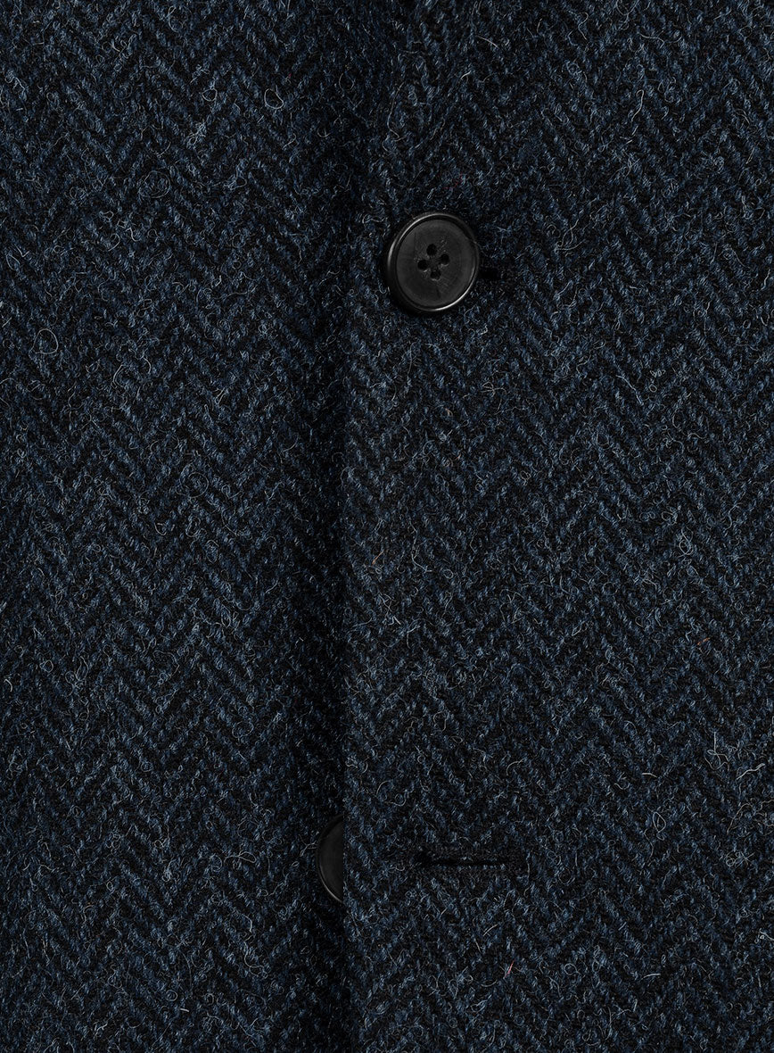 Harris Tweed Dark Blue Herringbone Jacket - StudioSuits