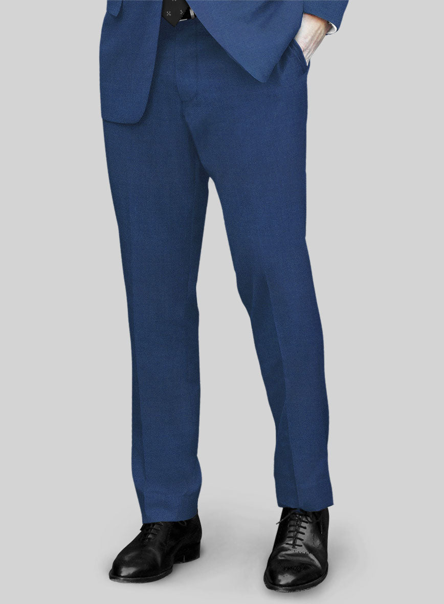 Huddersfield Stretch Artic Blue Wool Pants - StudioSuits