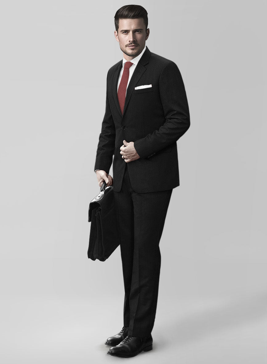 Huddersfield Stretch Black Wool Suit - StudioSuits