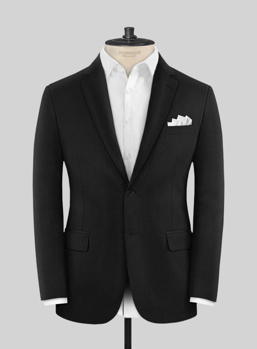 Huddersfield Stretch Black Wool Suit - StudioSuits