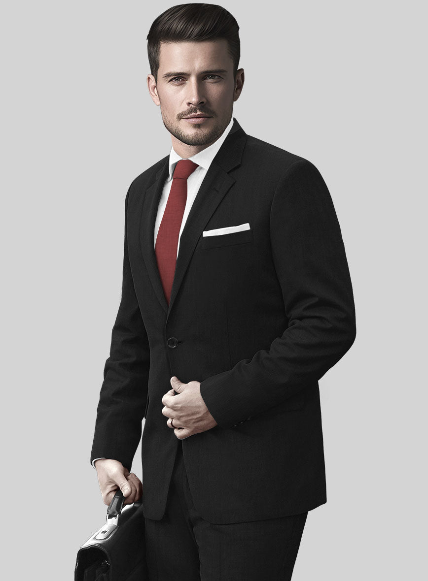 Huddersfield Stretch Black Wool Suit - StudioSuits