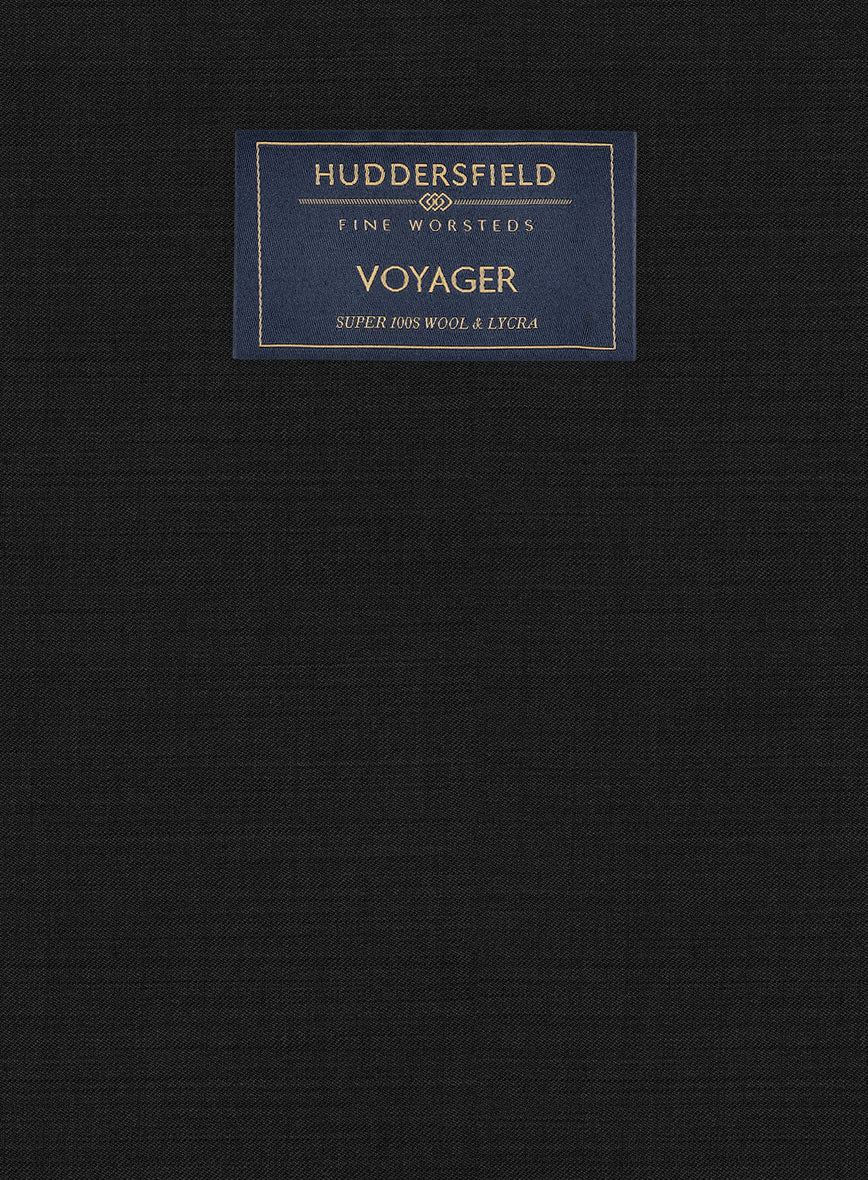 Huddersfield Stretch Black Wool Suit - StudioSuits
