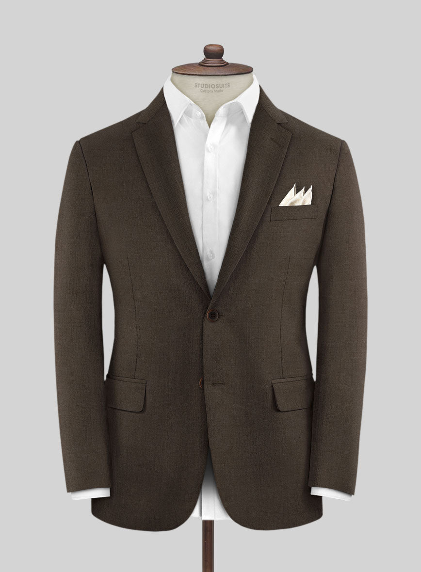 Huddersfield Stretch Coffee Brown Wool Jacket - StudioSuits