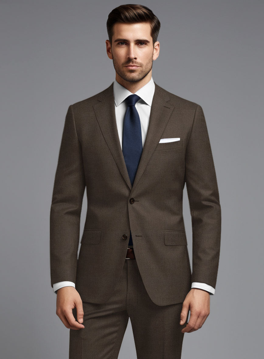Huddersfield Stretch Coffee Brown Wool Suit - StudioSuits