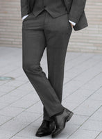 Huddersfield Stretch Dark Gray Wool Pants - StudioSuits