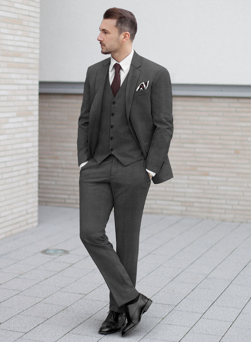Huddersfield Stretch Dark Gray Wool Suit - StudioSuits