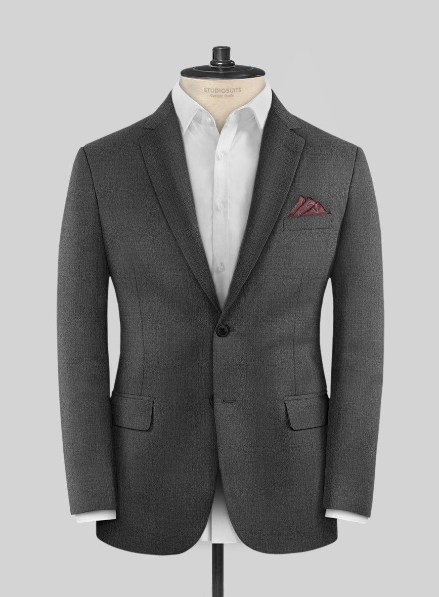 Huddersfield Stretch Dark Gray Wool Suit - StudioSuits
