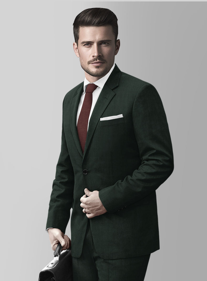 Huddersfield Stretch Dark Green Wool Jacket - StudioSuits