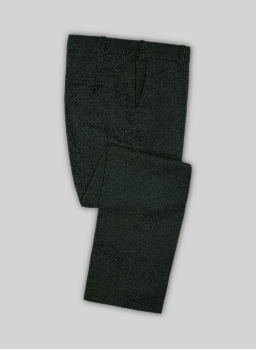 Huddersfield Stretch Dark Green Wool Pants - StudioSuits