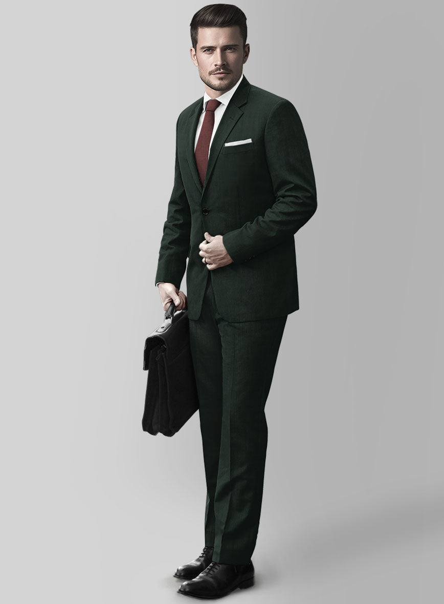 Huddersfield Stretch Dark Green Wool Suit - StudioSuits