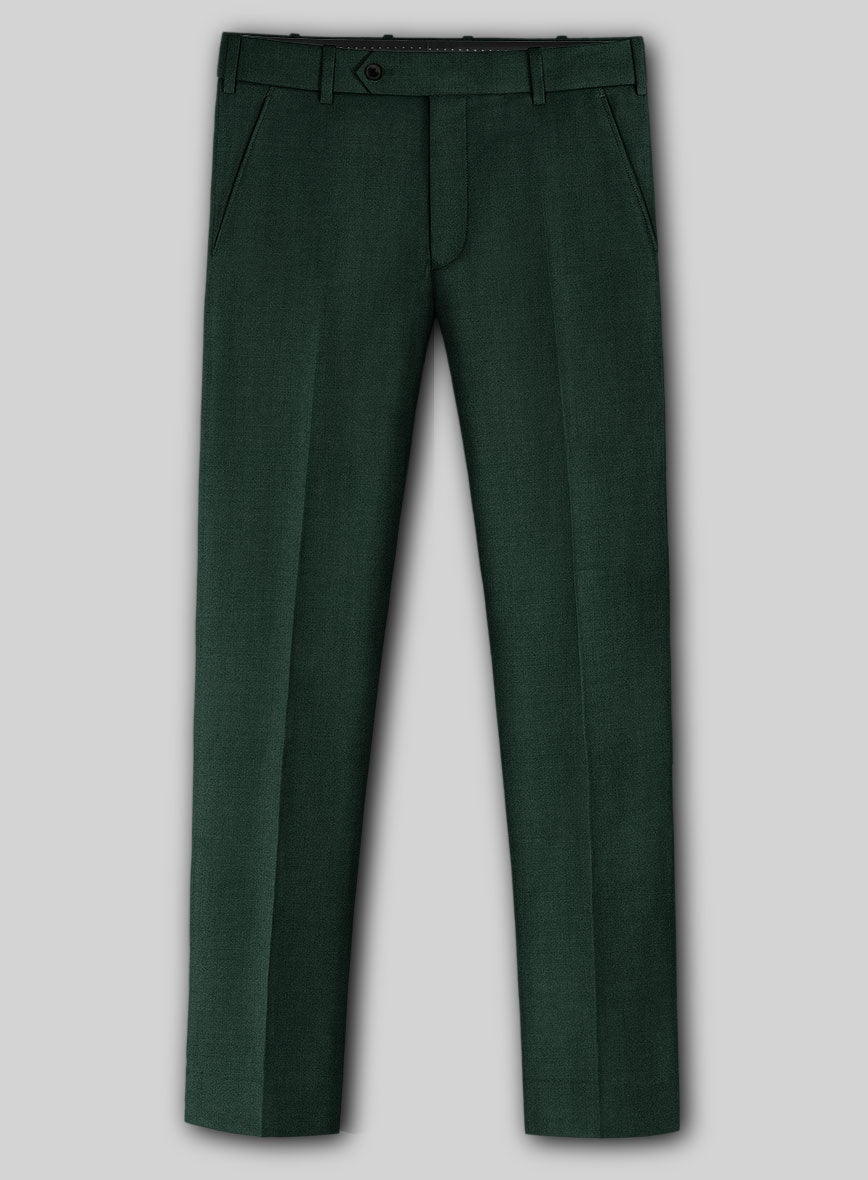 Huddersfield Stretch Emerald Green Wool Pants - StudioSuits