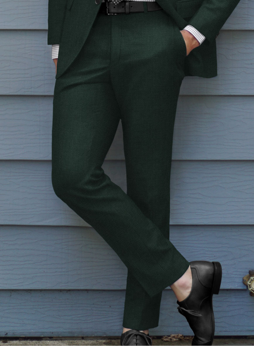 Huddersfield Stretch Emerald Green Wool Pants - StudioSuits