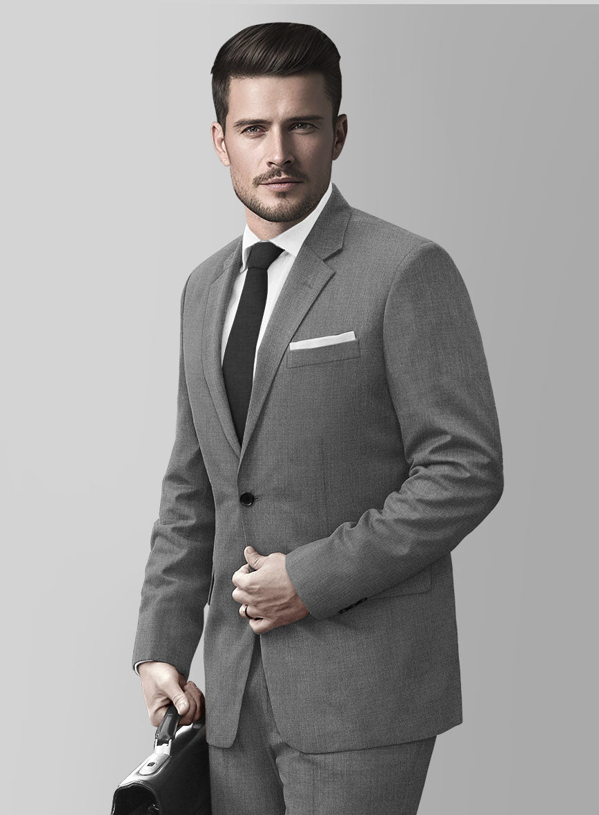 Huddersfield Stretch Gray Wool Suit - StudioSuits