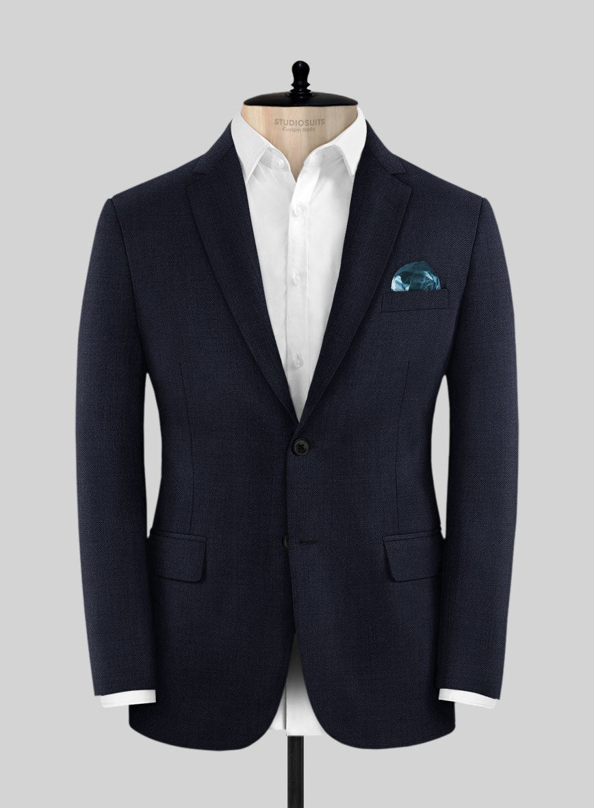Huddersfield Stretch Island Blue Wool Jacket - StudioSuits