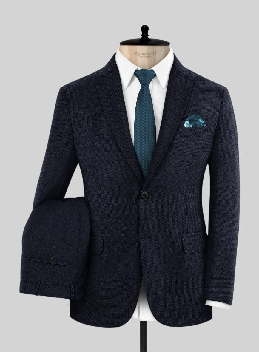 Huddersfield Stretch Island Blue Wool Suit - StudioSuits