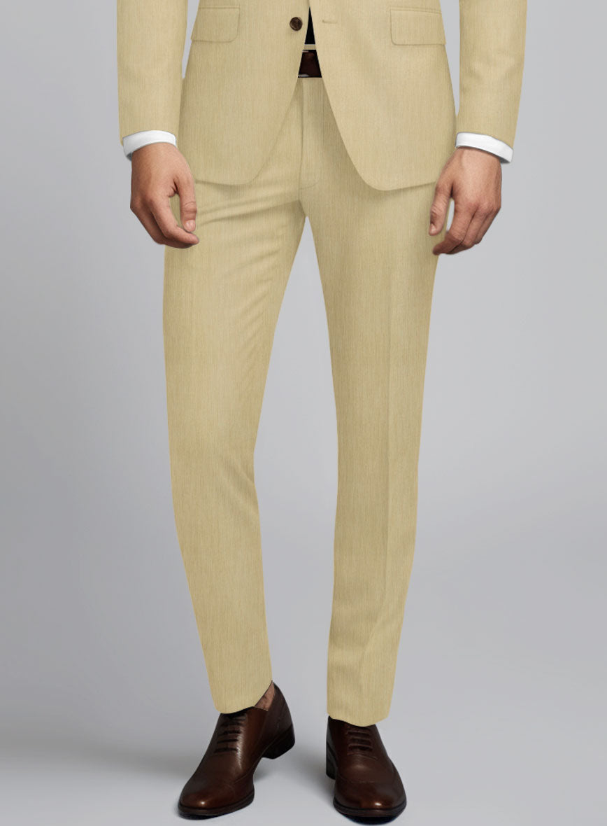Huddersfield Stretch Khaki Wool Pants - StudioSuits