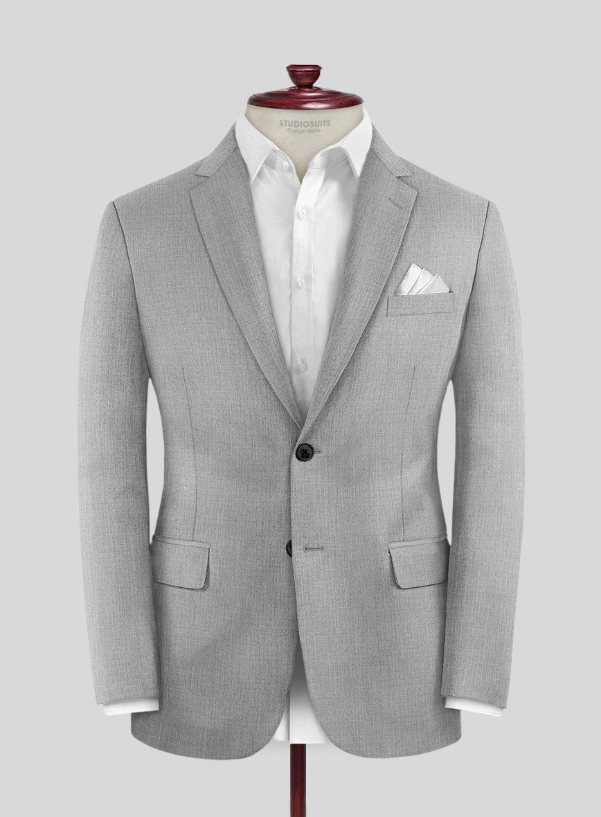 Huddersfield Stretch Light Gray Wool Jacket - StudioSuits