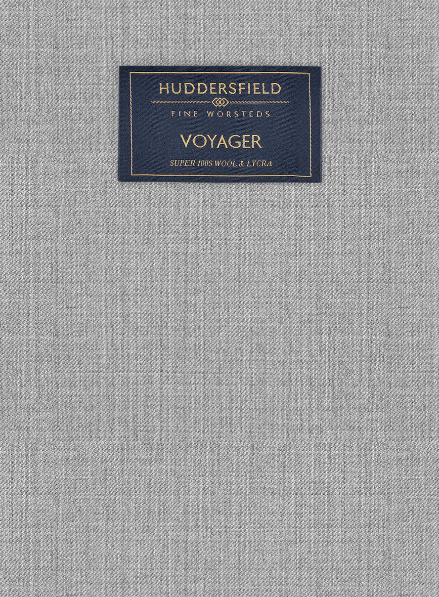 Huddersfield Stretch Light Gray Wool Pants - StudioSuits