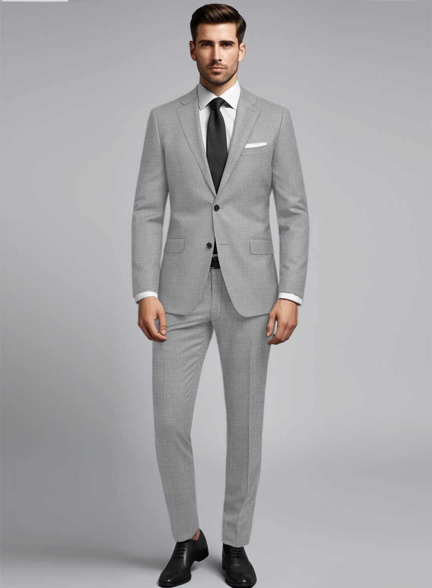 Huddersfield Stretch Light Gray Wool Suit - StudioSuits