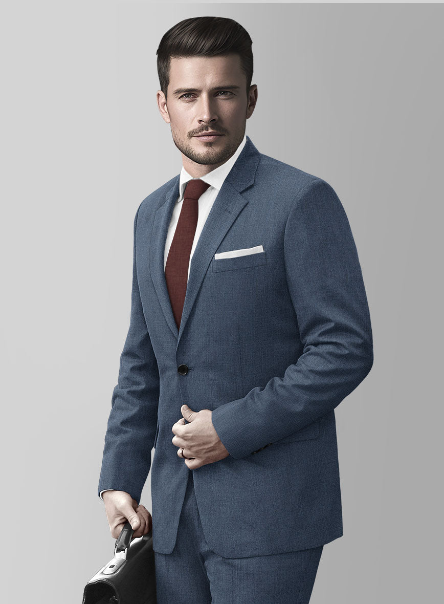 Huddersfield Stretch Slate Blue Wool Jacket - StudioSuits
