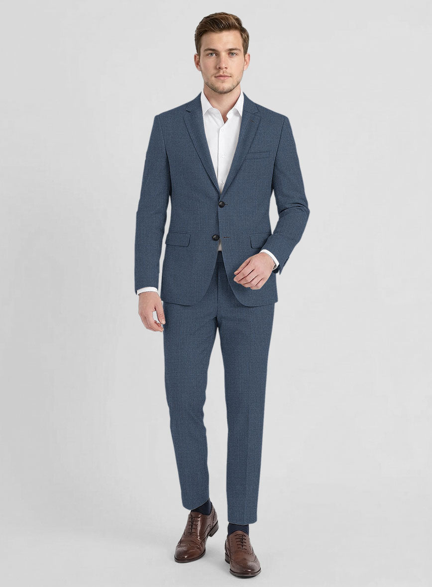 Huddersfield Stretch Slate Blue Wool Suit - StudioSuits