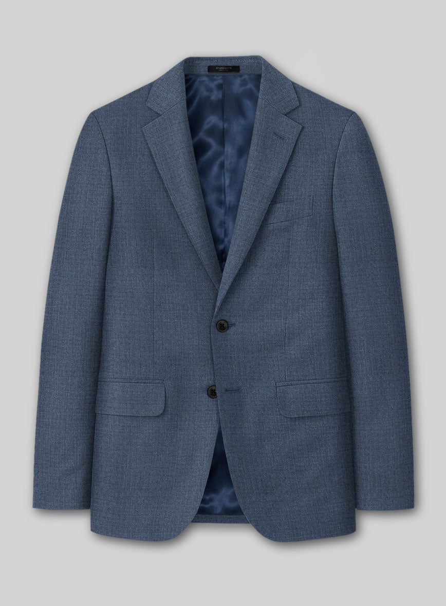 Huddersfield Stretch Slate Blue Wool Suit - StudioSuits
