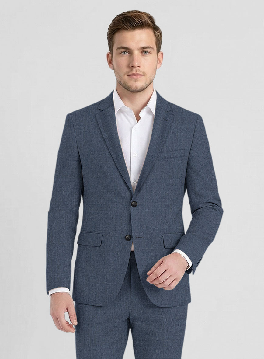Huddersfield Stretch Slate Blue Wool Suit - StudioSuits