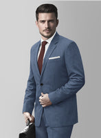 Huddersfield Stretch Slate Blue Wool Suit - StudioSuits