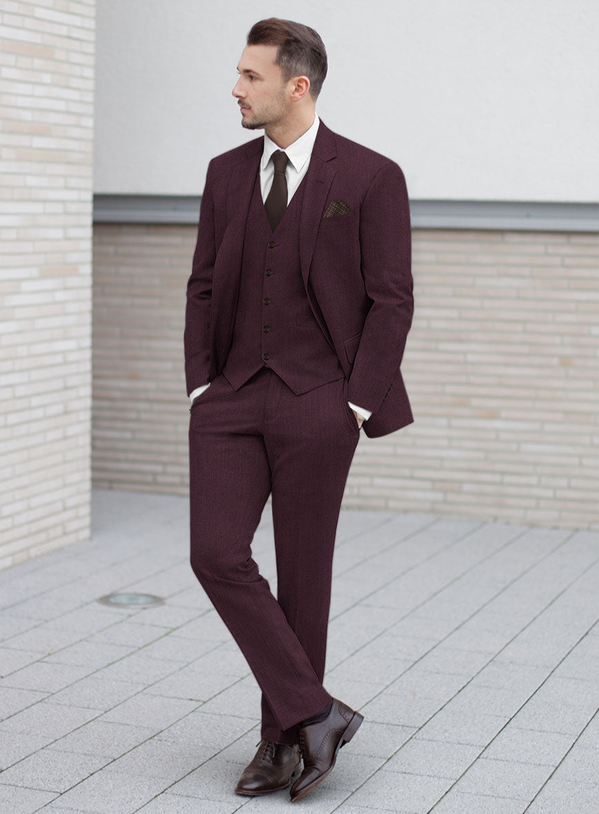 Huddersfield Stretch Wine Wool Suit - StudioSuits