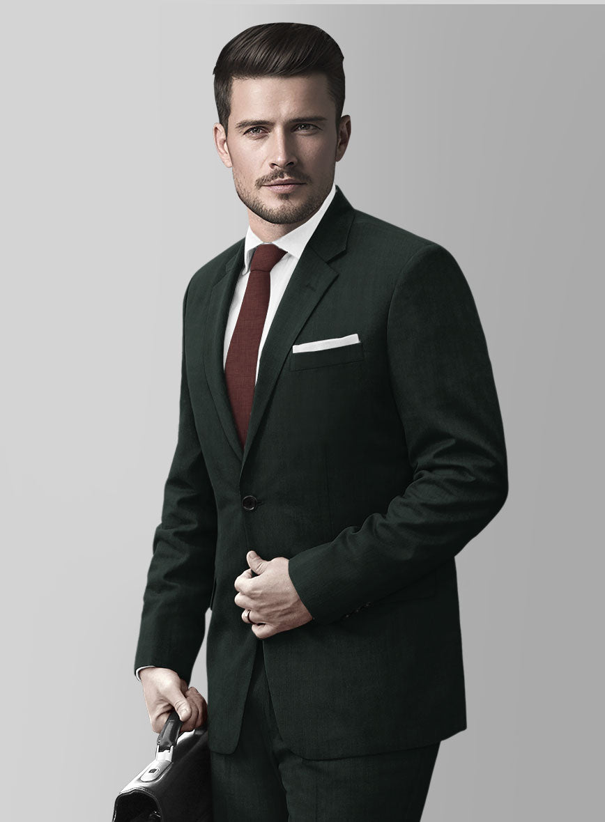 Huddersfield Stretch Dark Green Wool Jacket - StudioSuits