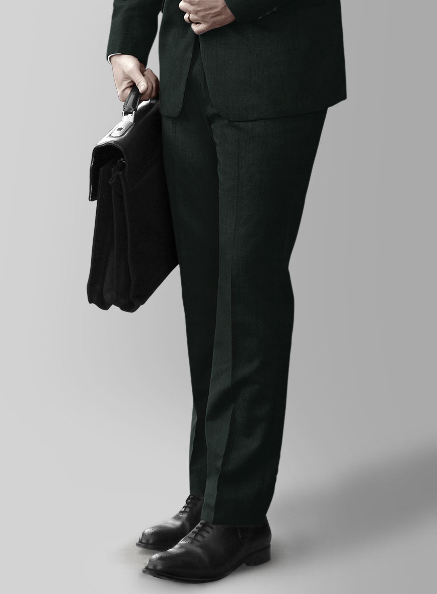 Huddersfield Stretch Dark Green Wool Pants - StudioSuits