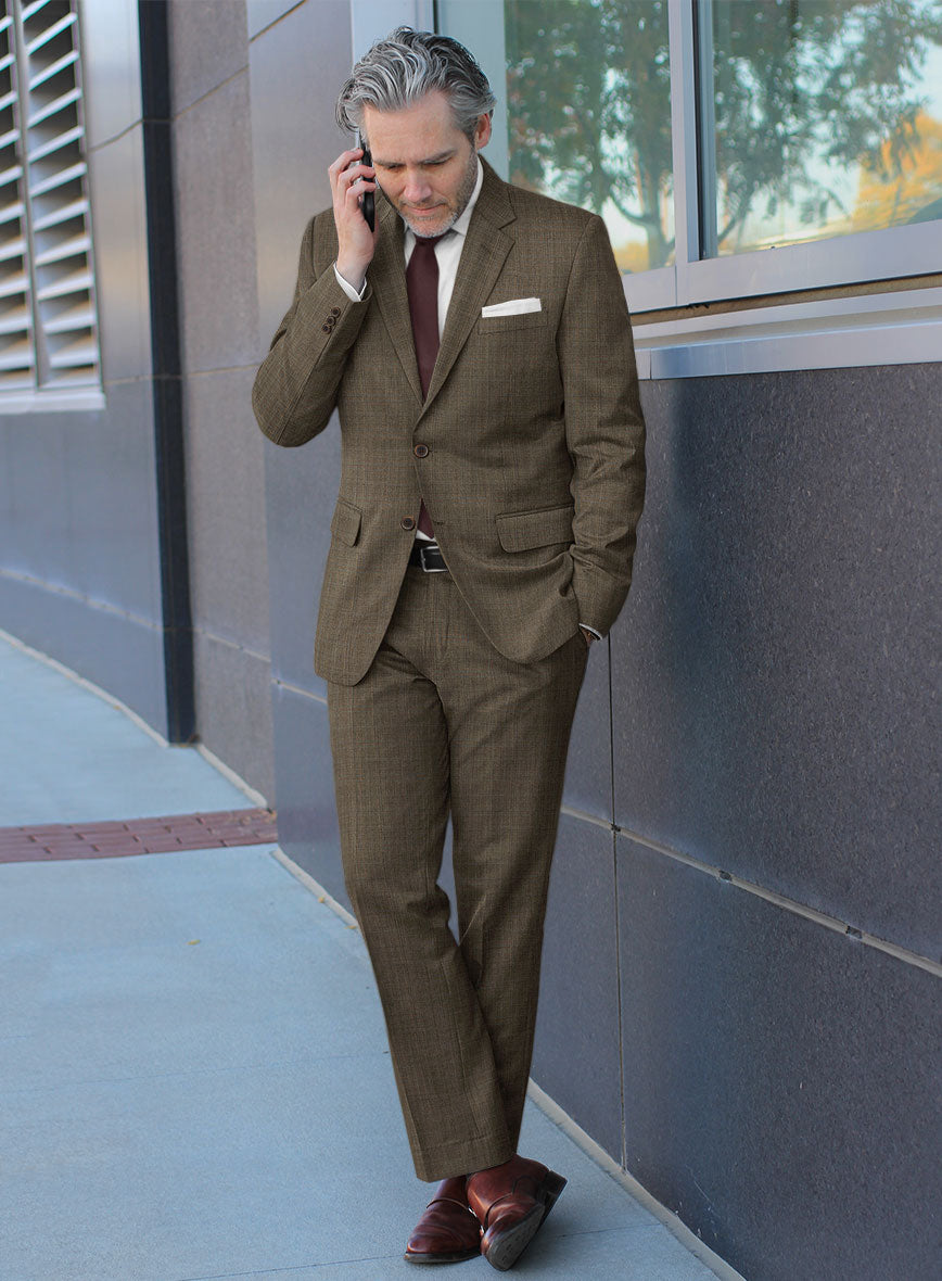 Huddersfield Brown Glen Pure Wool Suit - StudioSuits