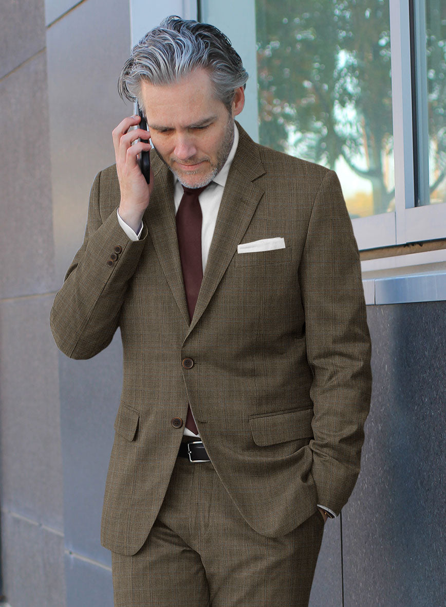 Huddersfield Brown Glen Pure Wool Suit - StudioSuits