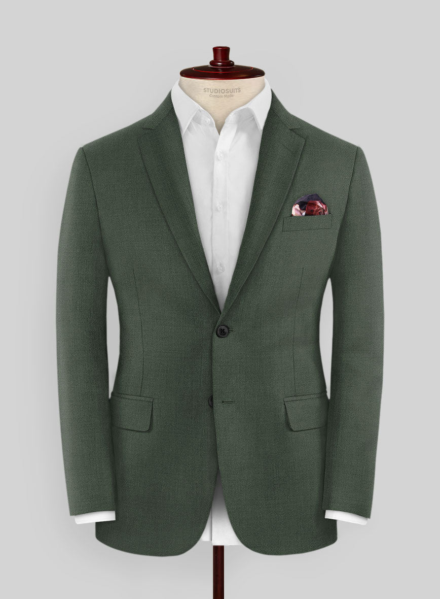 Huddersfield Stretch Autumn Green Wool Jacket - StudioSuits
