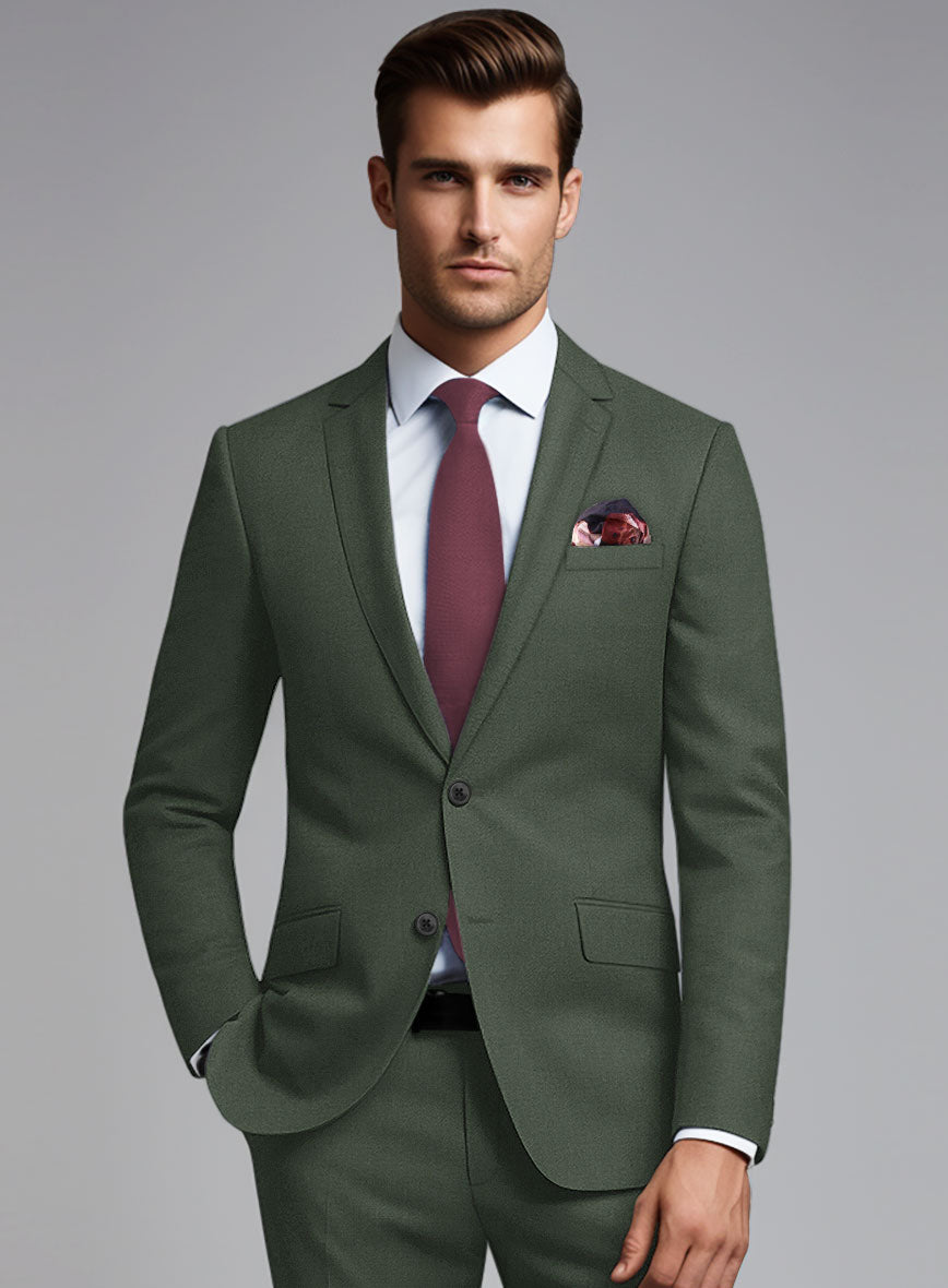 Huddersfield Stretch Autumn Green Wool Jacket - StudioSuits