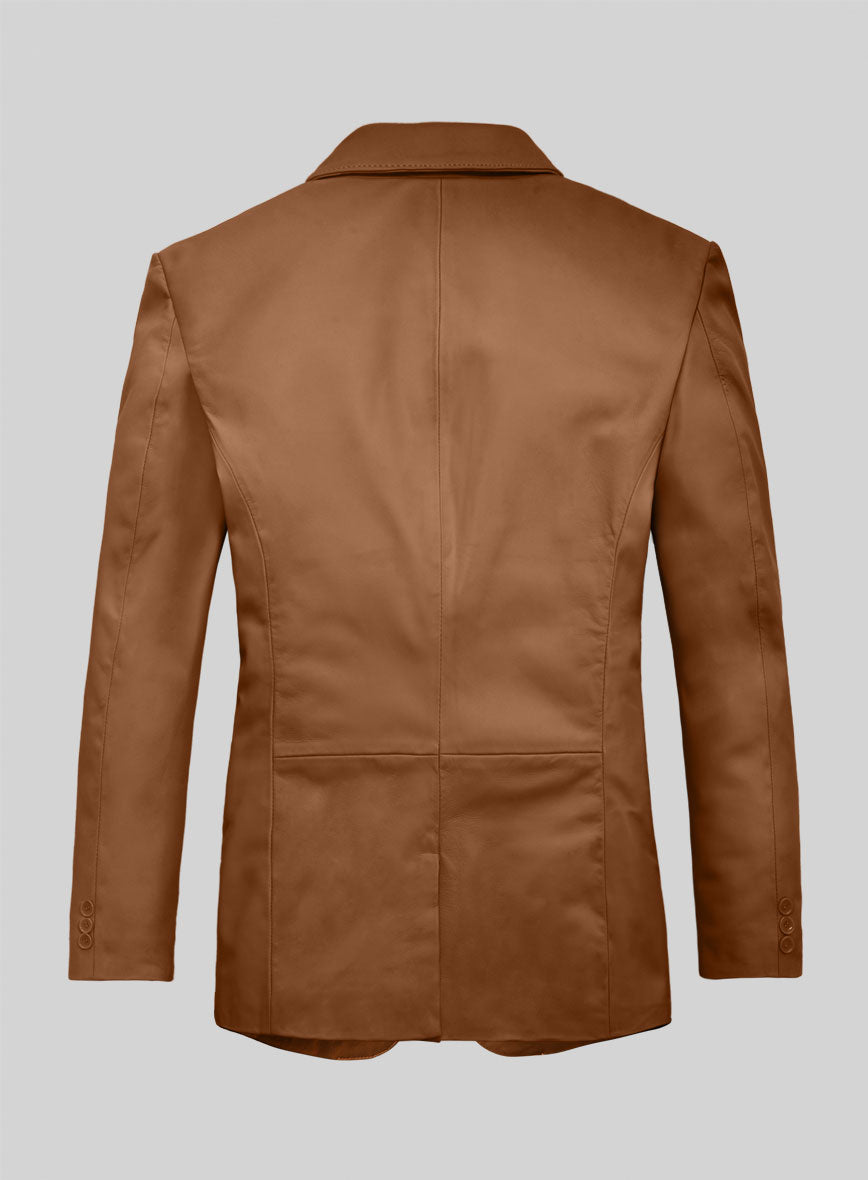 Hunter Tan Lambskin Leather Blazer - StudioSuits