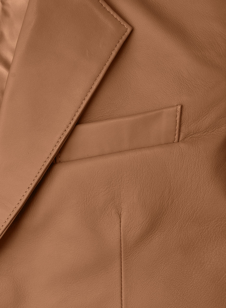 Hunter Tan Lambskin Leather Blazer - StudioSuits