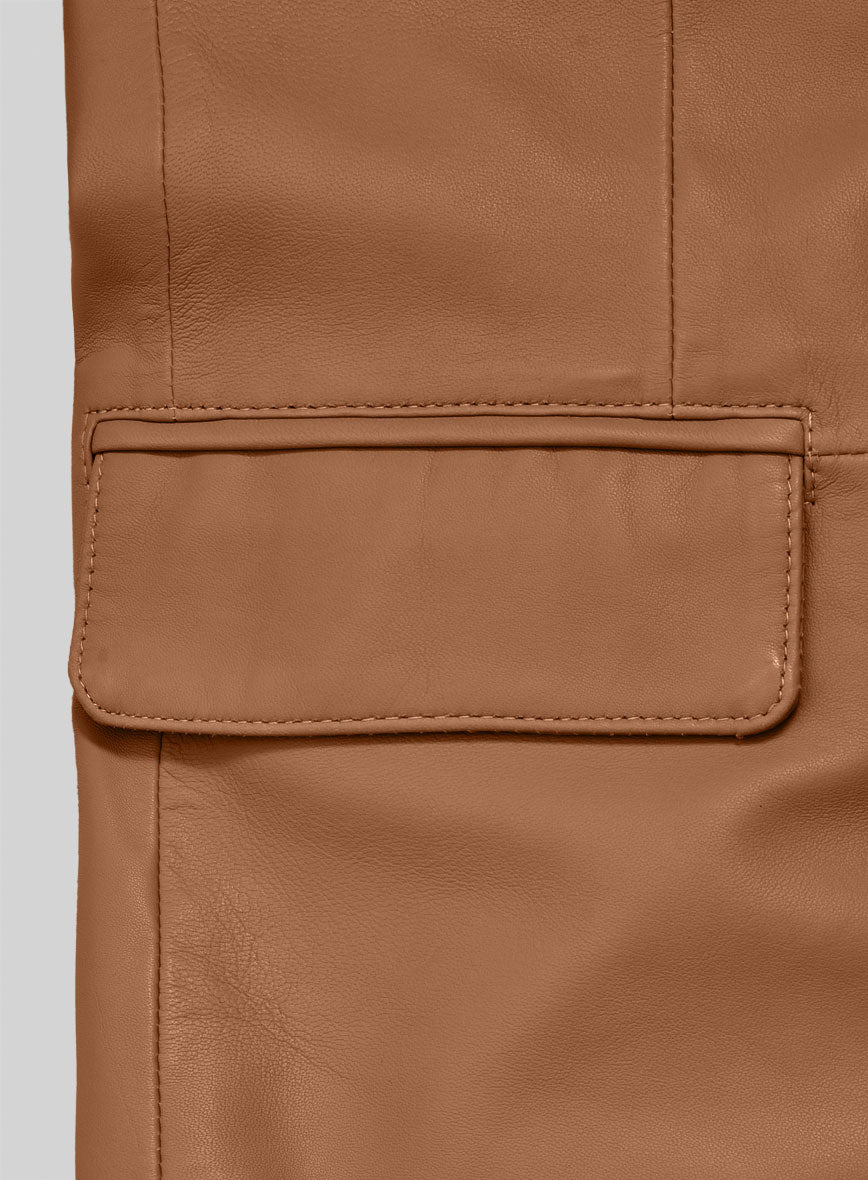 Hunter Tan Lambskin Leather Blazer - StudioSuits