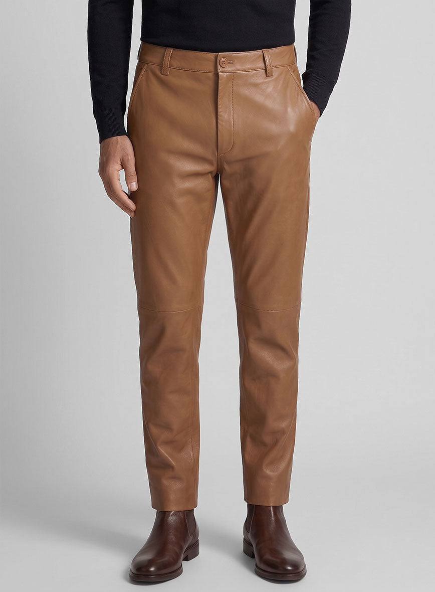 Hunter Tan Leather Trousers - StudioSuits