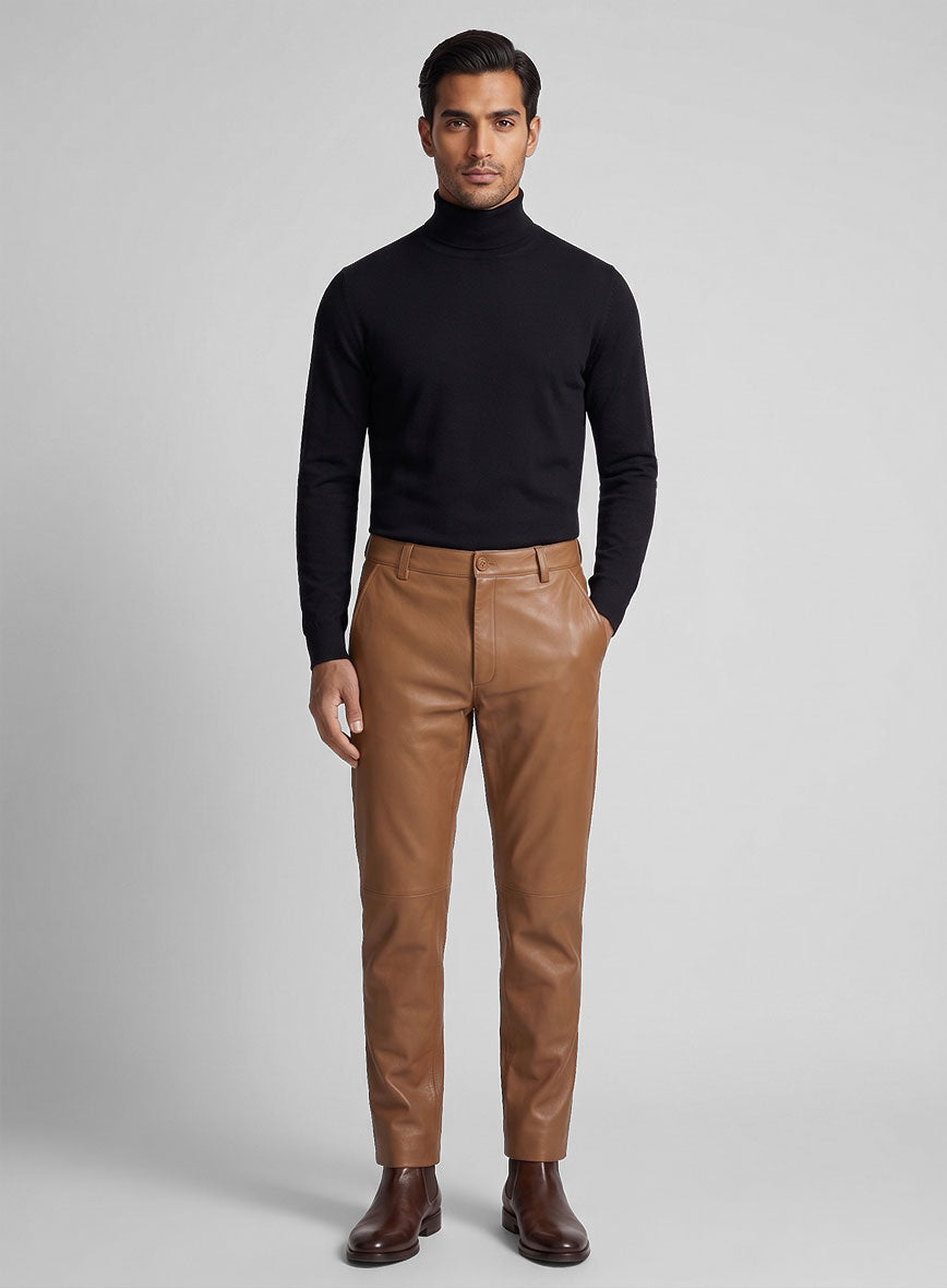 Hunter Tan Leather Trousers - StudioSuits