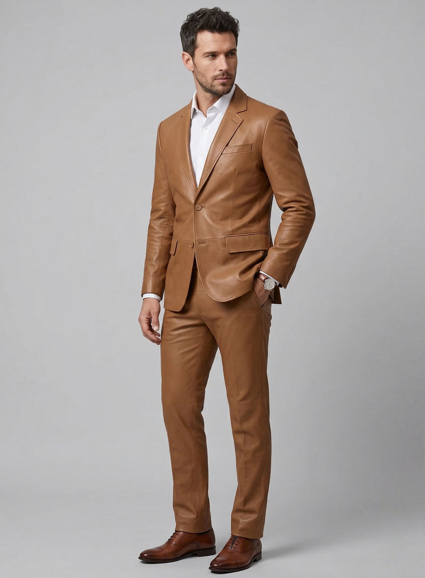 Hunter Tan Leather Suit - StudioSuits