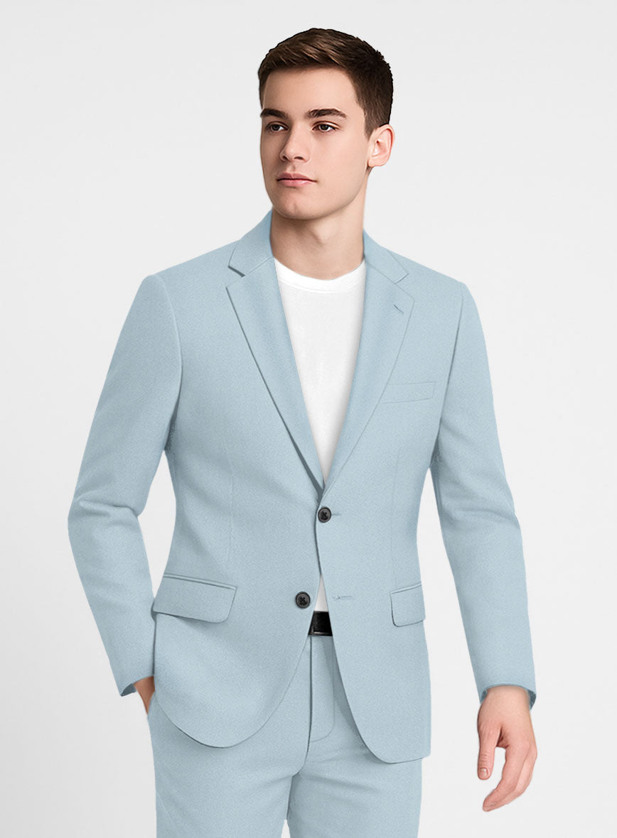 Ice Blue Napoli Stretch Light Weight Cotton Jacket - StudioSuits