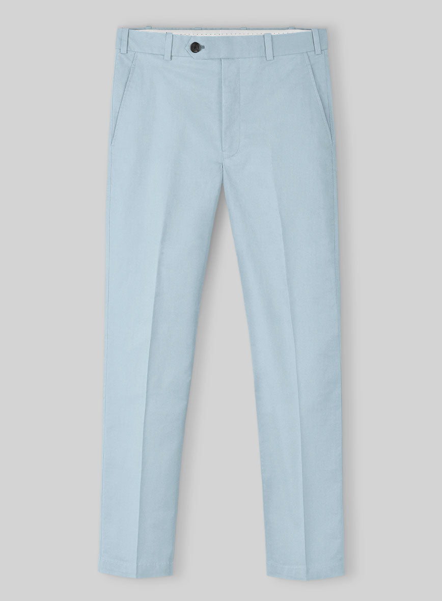 Ice Blue Napoli Stretch Light Weight Cotton Pants - StudioSuits