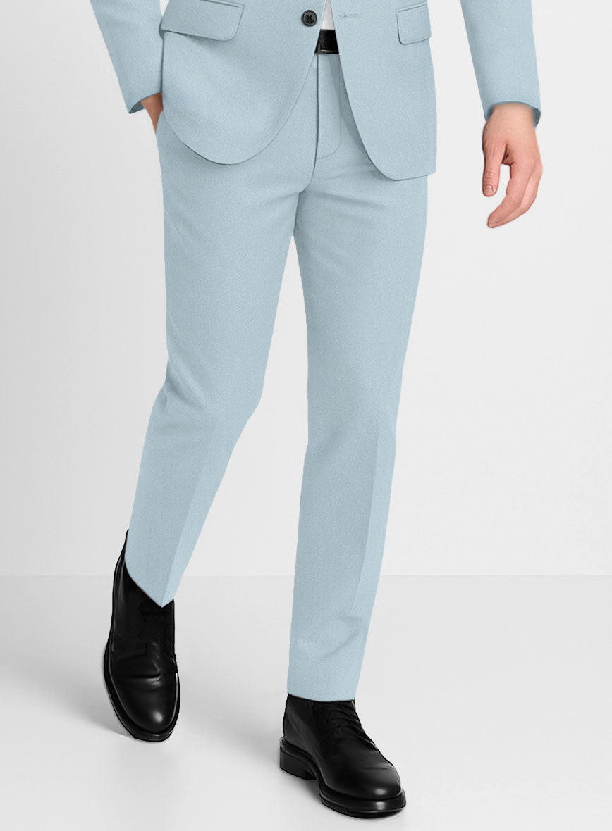 Ice Blue Napoli Stretch Light Weight Cotton Pants - StudioSuits