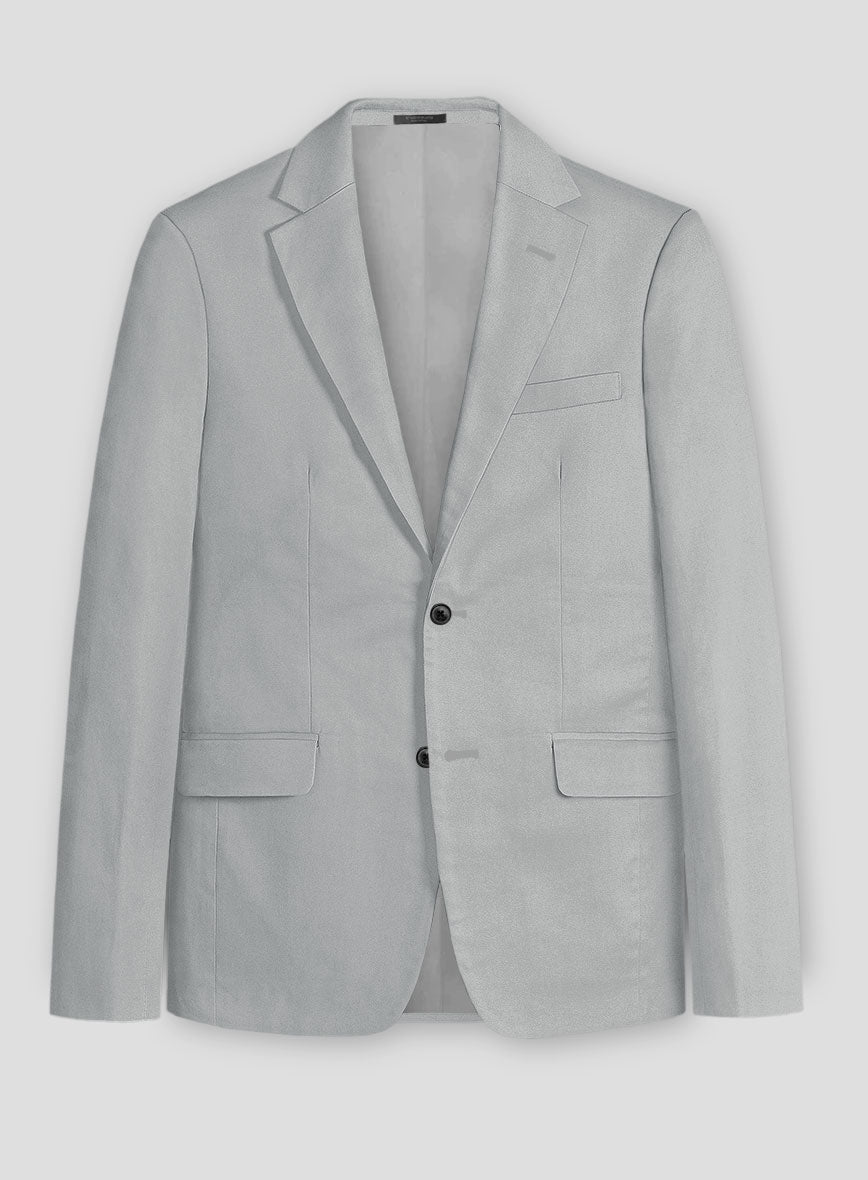 Ice Gray Cotton Power Stretch Chino Jacket - StudioSuits