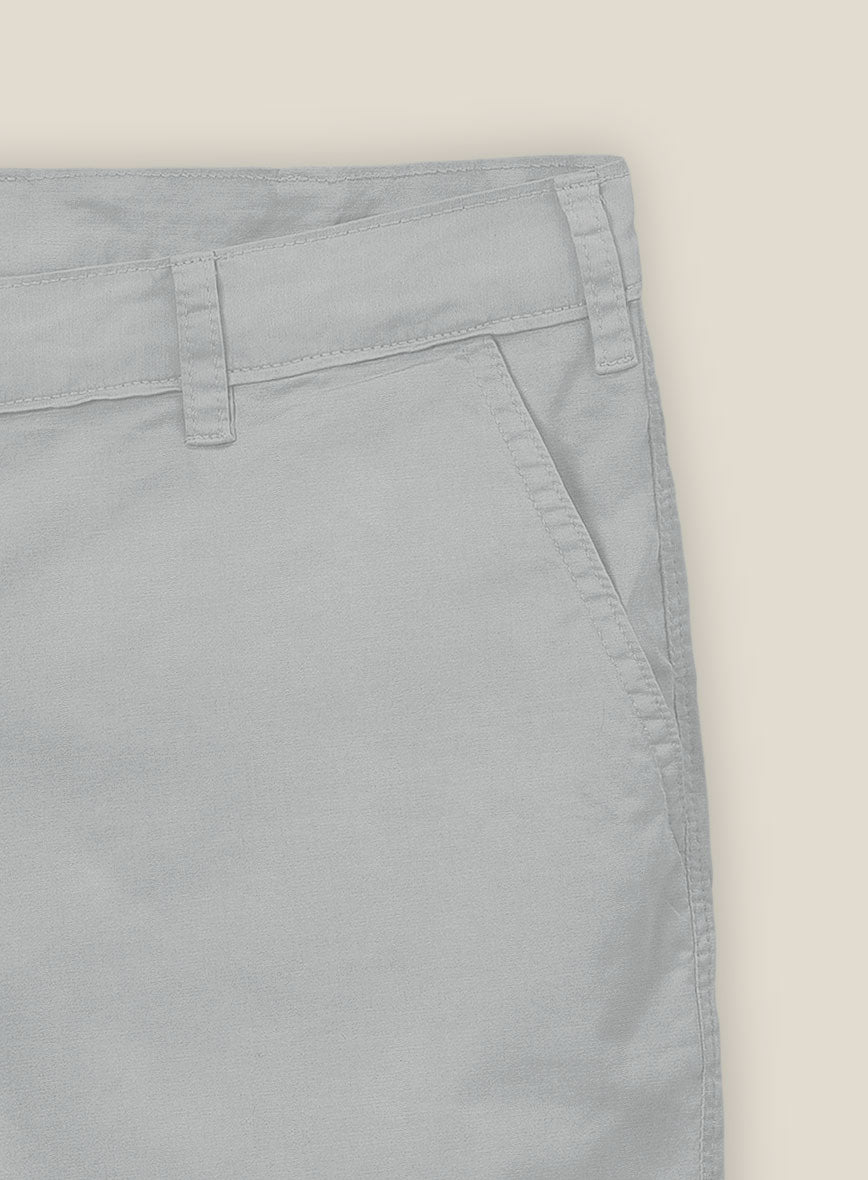 Ice Gray Cotton Power Stretch Chino Shorts - StudioSuits