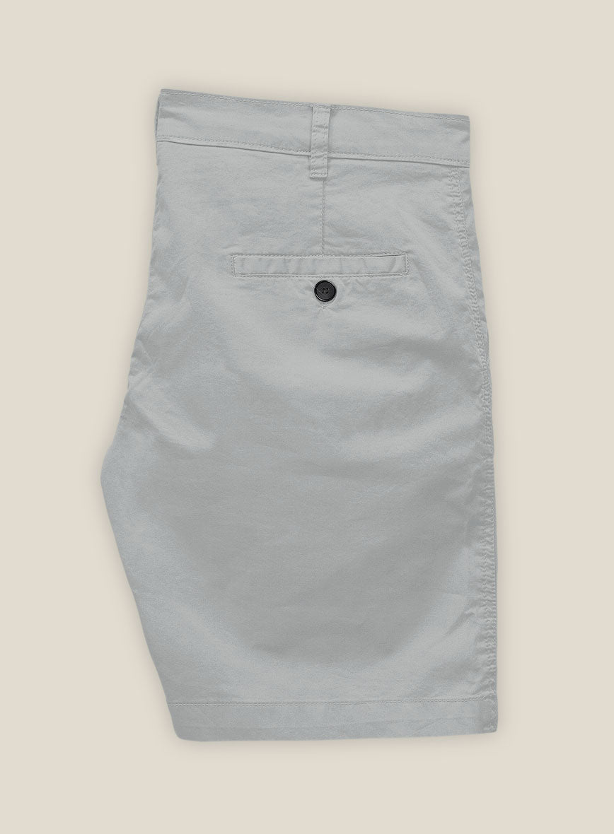 Ice Gray Cotton Power Stretch Chino Shorts - StudioSuits